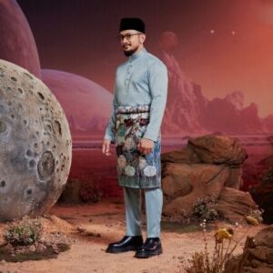 tema baju raya warna baby blue soft biru cair