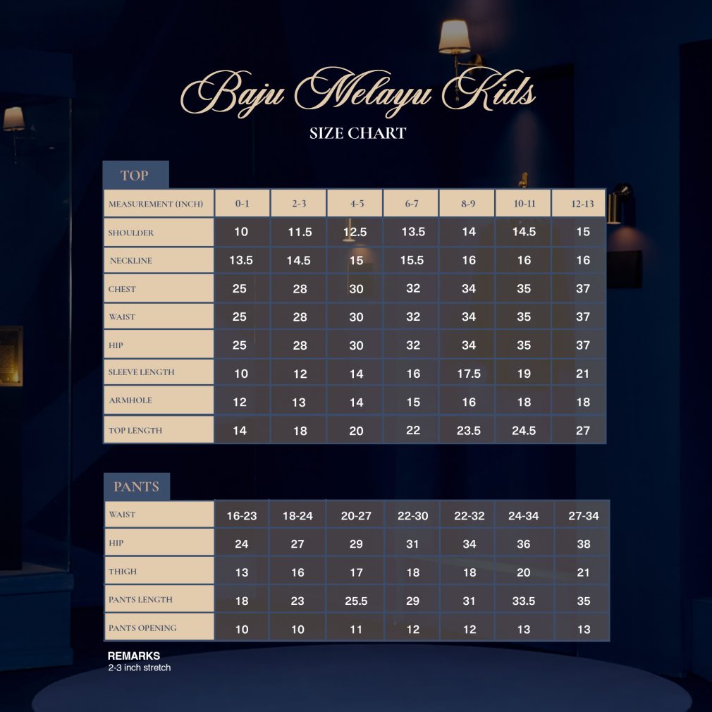 size baju melayu Baju Melayu Kids