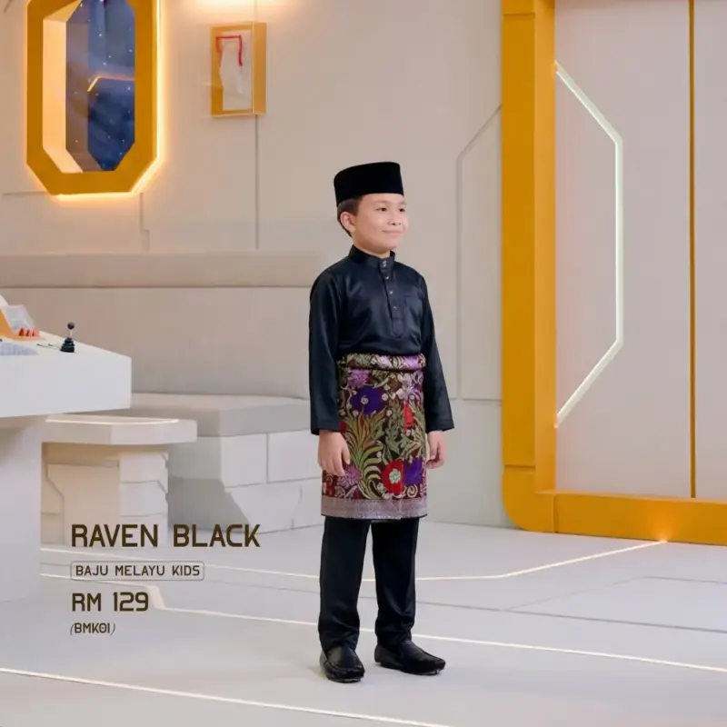 Baju Melayu Kids - Raven Black