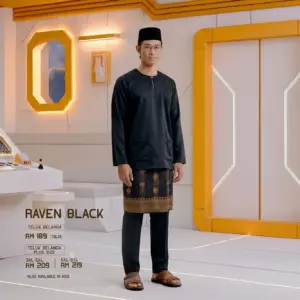 Baju Melayu Teluk Belanga Plus Size - Raven Black