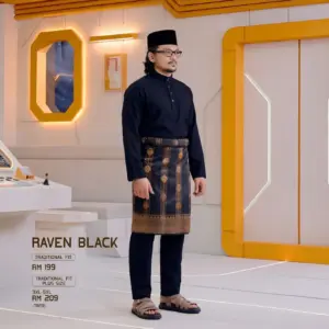 Baju Melayu Traditional Fit Plus Size - Raven Black