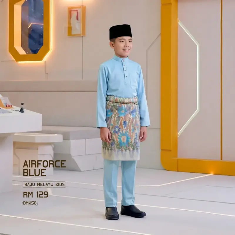 Baju Melayu Kids - Airforce Blue