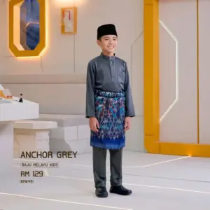 Baju Melayu Kids - Anchor Grey