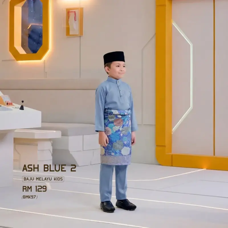 Baju Melayu Kids - Ash Blue 2