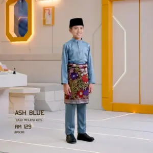 Baju Melayu Kids - Ash Blue
