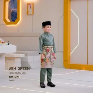 Baju Melayu Kids - Ash Green