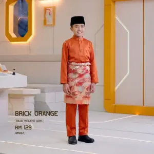 Baju Melayu Kids - Brick Orange