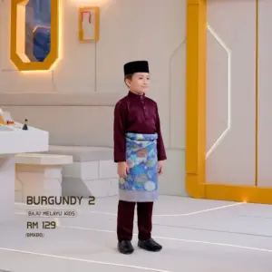 Baju Melayu Kids - Burgundy 2