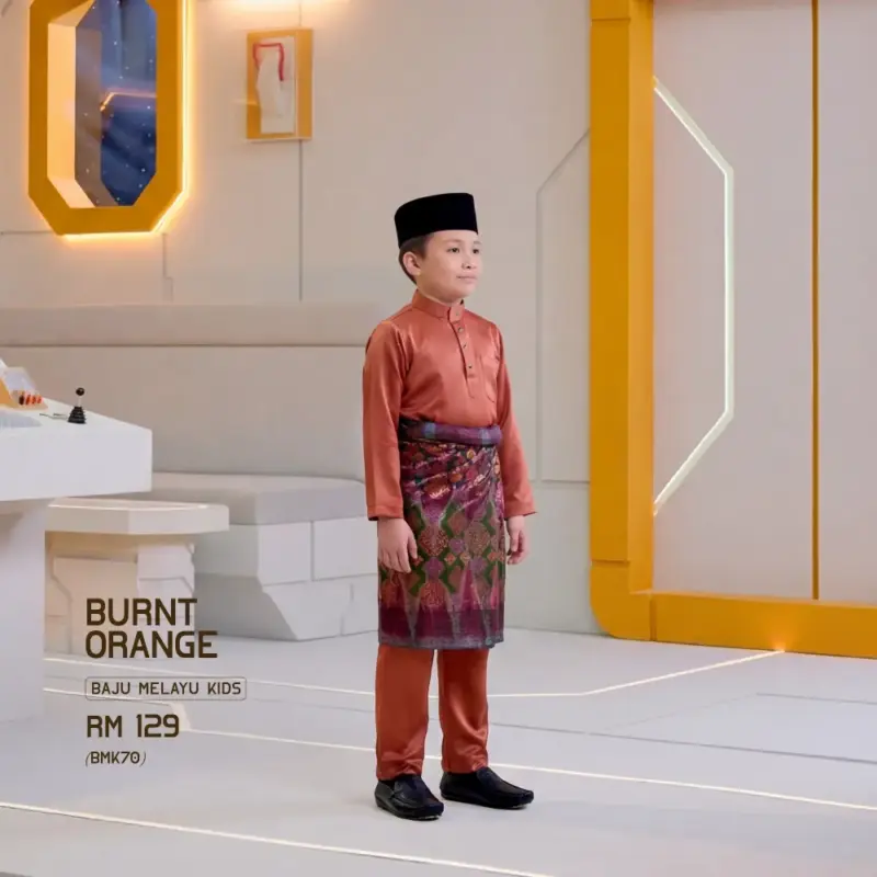 Baju Melayu Kids - Burnt Orange