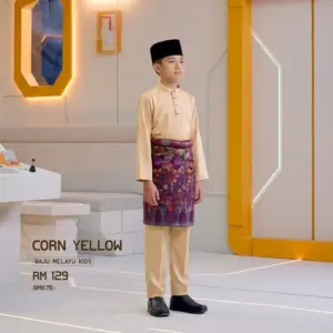 Baju Melayu Kids - Corn Yellow