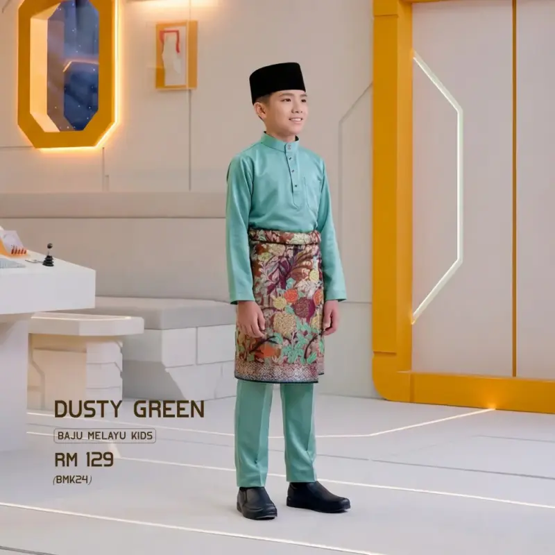 Baju Melayu Kids - Dusty Green