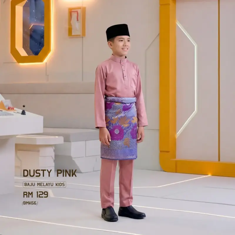 Baju Melayu Kids - Dusty Pink