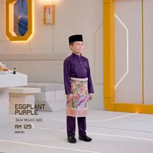 Baju Melayu Kids - Eggplant Purple
