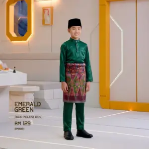 Baju Melayu Kids - Emerald Green