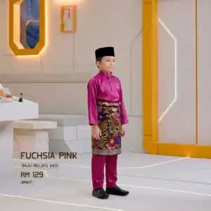 Baju Melayu Kids - Fuchia pink
