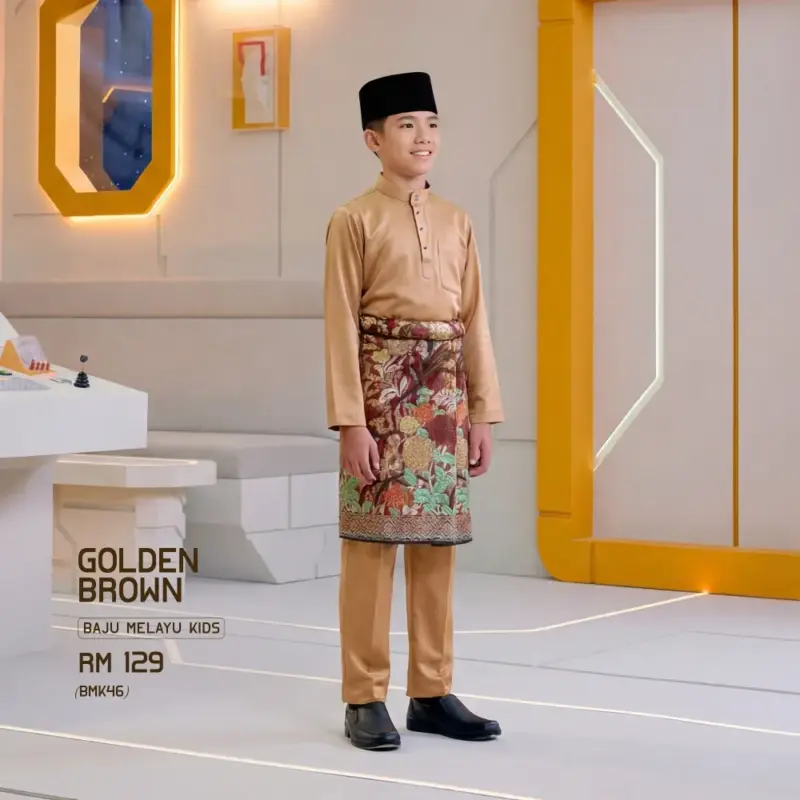 Baju Melayu Kids - Golden Brown