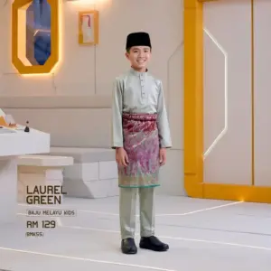 Baju Melayu Kids - Laurel Green