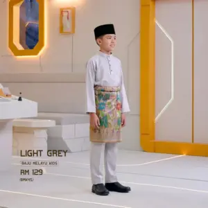 Baju Melayu Kids - Light Grey