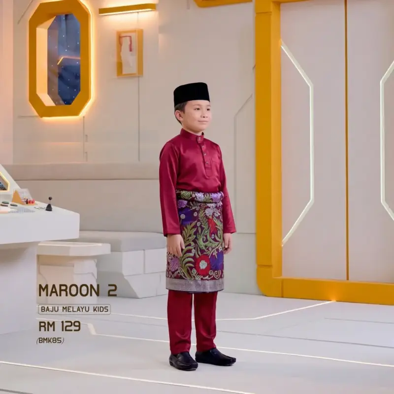 Baju Melayu Kids - Maroon 2