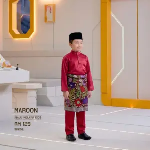 Baju Melayu Kids - Maroon