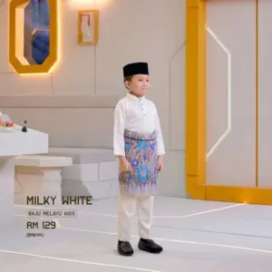 Baju Melayu Kids - Milky White