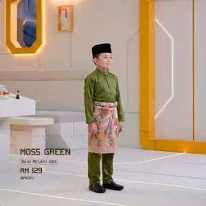 Baju Melayu Kids - Moss Green