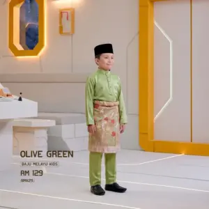 Baju Melayu Kids - Olive Green