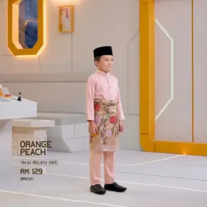 Baju Melayu Kids - Orange Peach