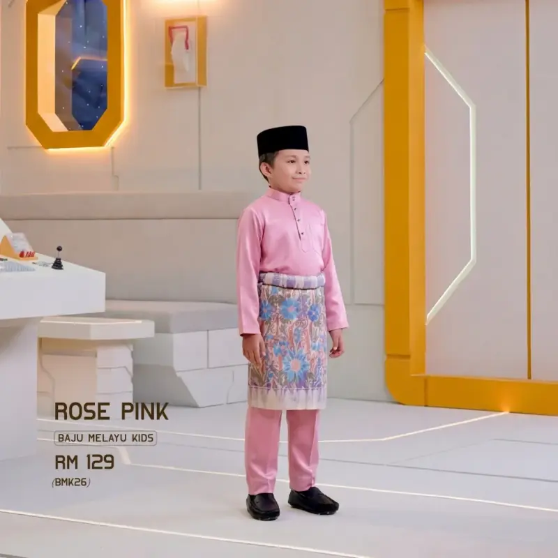 Baju Melayu Kids - Rose Pink