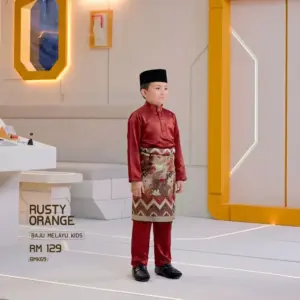 Baju Melayu Kids - Rusty Orange