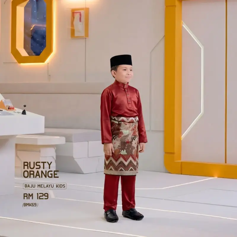 Baju Melayu Kids - Rusty Orange