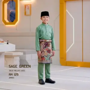 Baju Melayu Kids - Sage Green