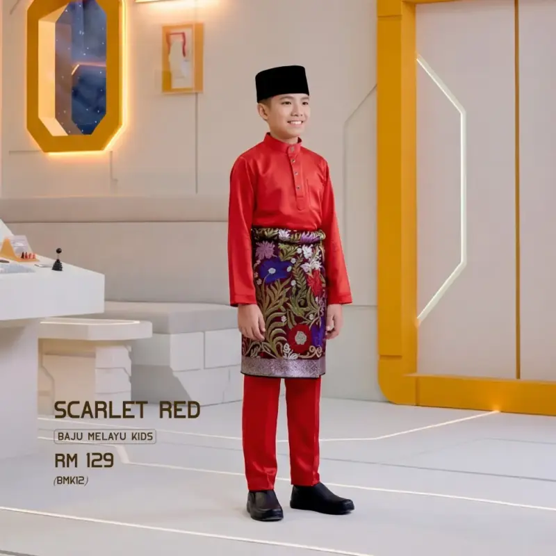 Baju Melayu Kids - Scarlet Red