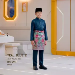 Baju Melayu Kids - Teal Blue 2