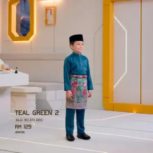 Baju Melayu Kids - Teal Green 2