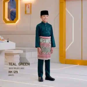 Baju Melayu Kids - Teal Green