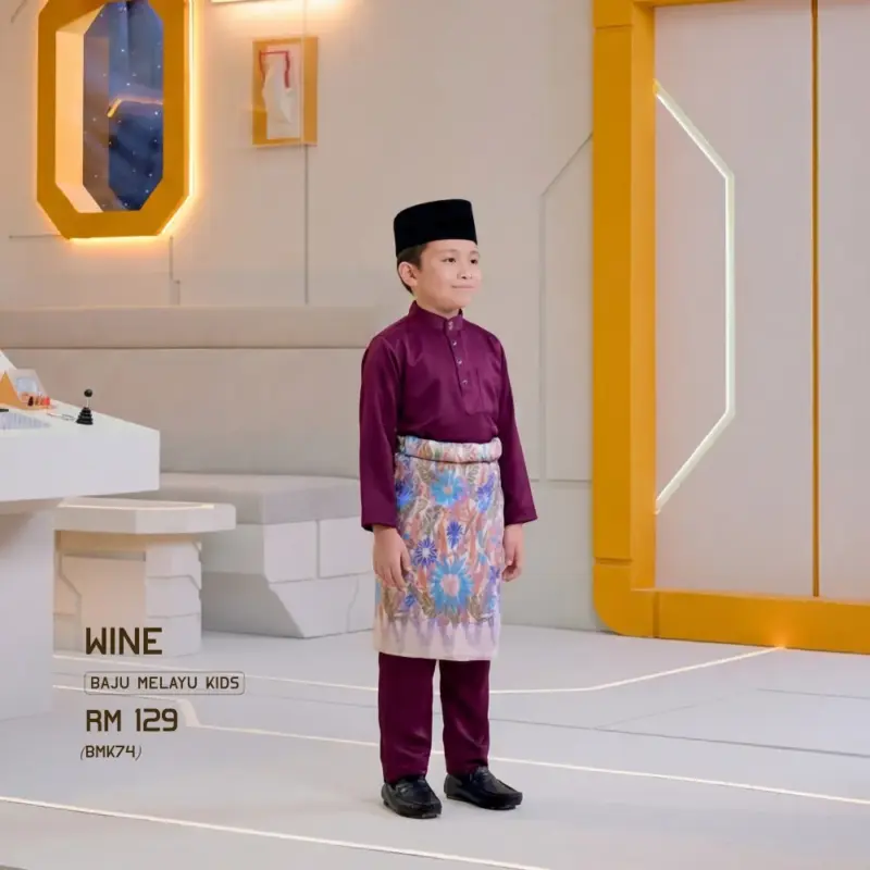 Baju Melayu Kids - Wine