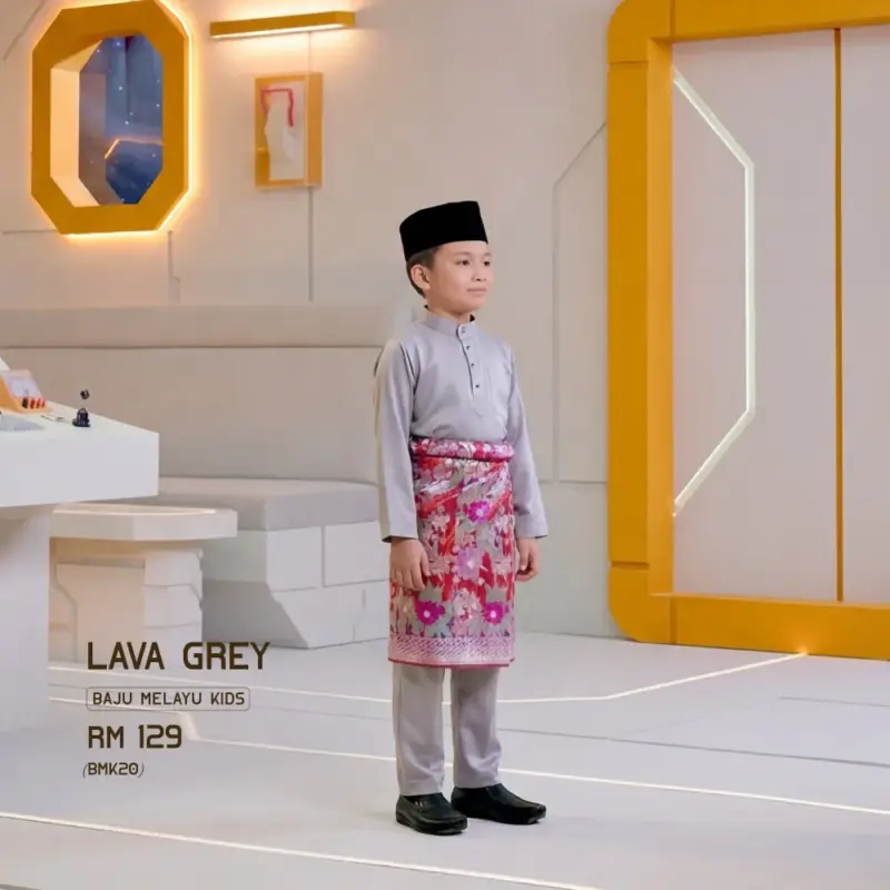 Baju Melayu Kids - Lava Grey
