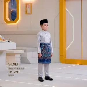 Baju Melayu Kids - Silver