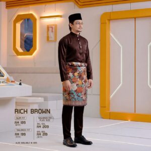 Baju Melayu Slim Fit - Rich Brown
