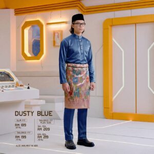 Baju Melayu Slim Fit - Dusty Blue