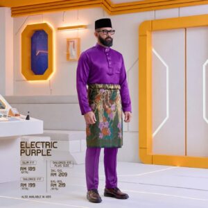 Baju Melayu Slim Fit - Electric Purple