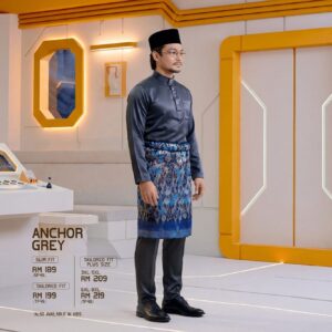 Bulan Bintang 2026 Baju Melayu Slim Fit - Anchor Grey