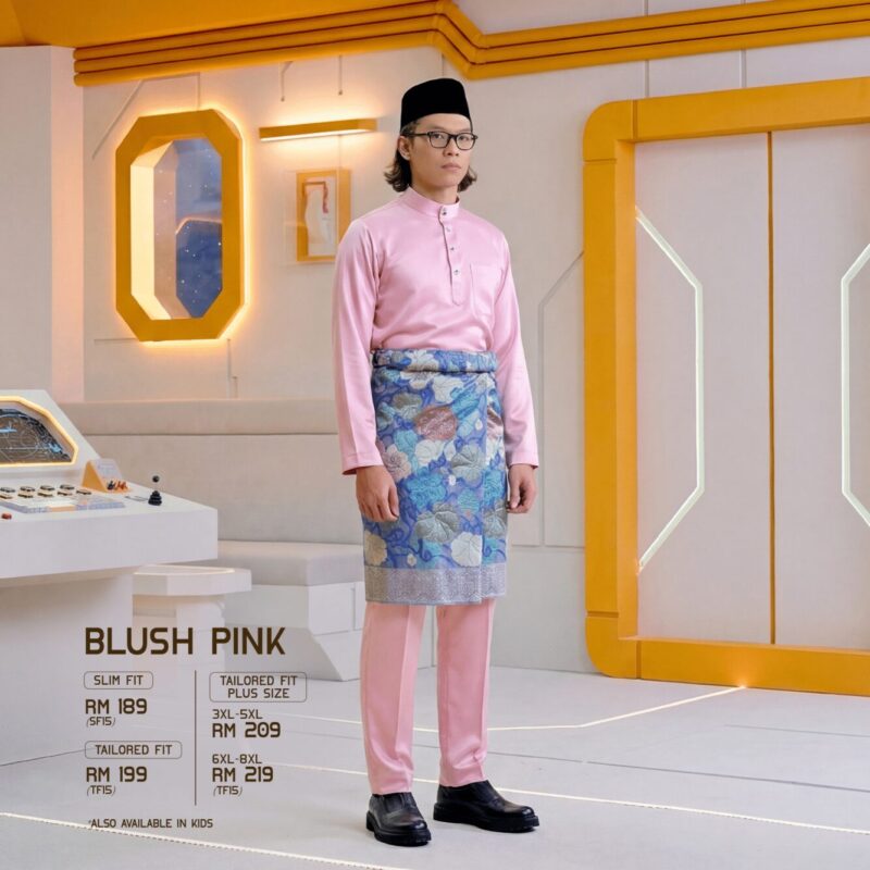Baju Melayu Slim Fit - Blush Pink