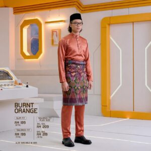 Bulan Bintang 2026 Baju Melayu Slim Fit - Burnt Orange