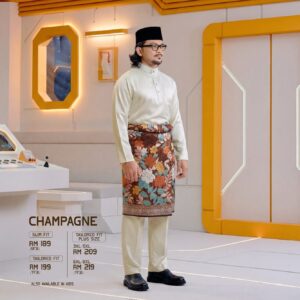 Bulan Bintang 2026 Baju Melayu Slim Fit - Champagne