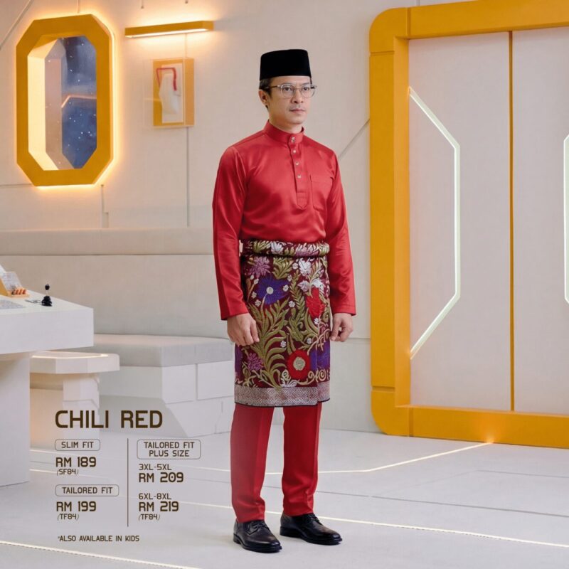 Baju Melayu Slim Fit - Chilli Red