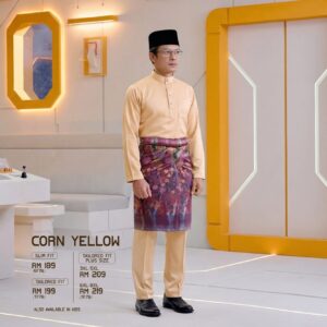 Baju Melayu Slim Fit - Corn Yellow