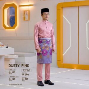 Baju Melayu Slim Fit - Dusty Pink