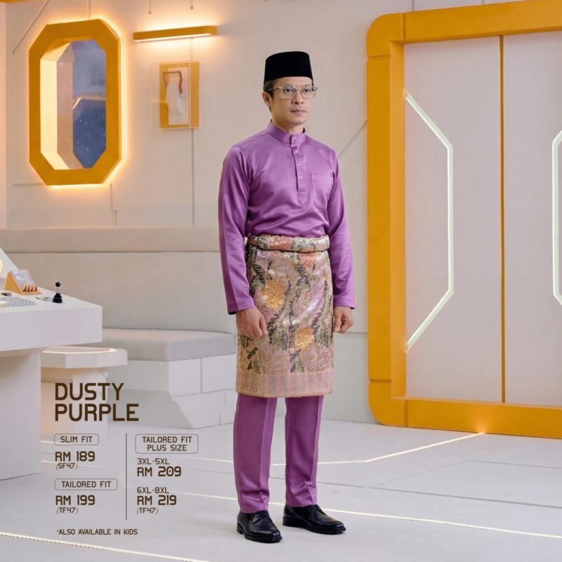 Baju Melayu Tailored Fit - Dusty Purple